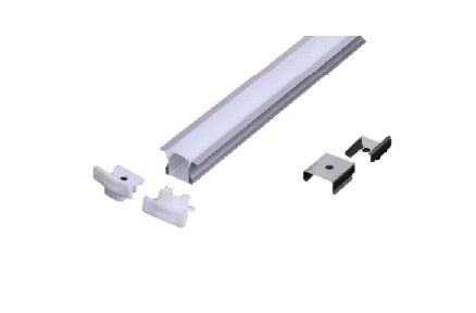 PERFIL DE ALUMINIO ALTO 24MM P/EMB CINTA LED COB-SMD 1 MT C/DIFUSOR REF. LUM-BQH-003 MARCA LUMIND