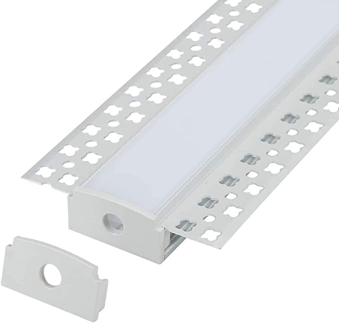 PERFIL DE ALUMINIO P/EMBUTIR CINTA LED COB-SMD 2 MTR C/DIFUSOR ALA ANCHA MARCA STARLANDLED