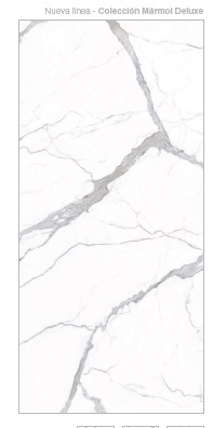 PIEDRA SINTERIZADA PULIDO DE 1,60 MTS X 3,20 MTS ( 5.12 mt2 ) ESP. 6 MM TOP CALACATTA MARCA OVERLAND