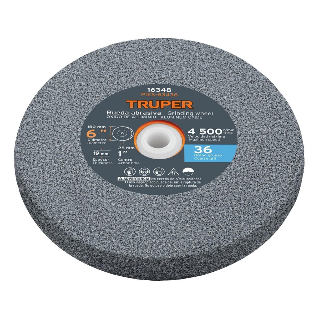 PIEDRA P/ESMERIL GRANO 36 A36-6 X 3/4" X 1" MODELO PIES-63436 REF. 16348 MARCA TRUPER