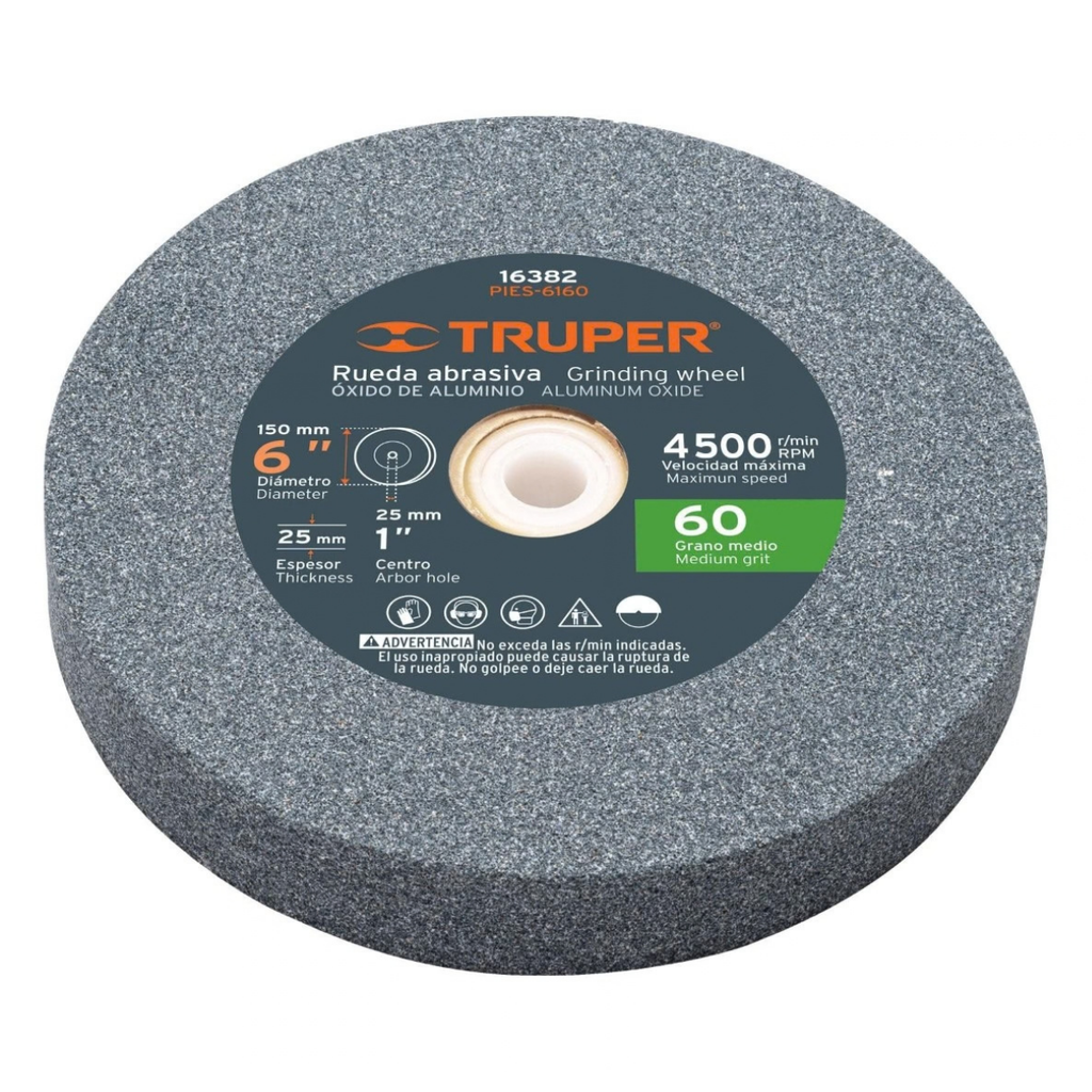 PIEDRA P/ESMERIL GRANO 60 A60-6 X 1" X 1" MODELO PIES-6160 REF. 16382 MARCA TRUPER