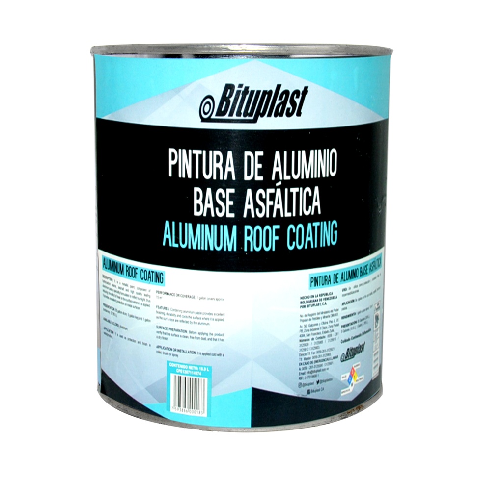 PINTURA DE ALUMINIO REFLECTIVA DE 1 GL ENVASE METALICO MARCA BITUPLAST