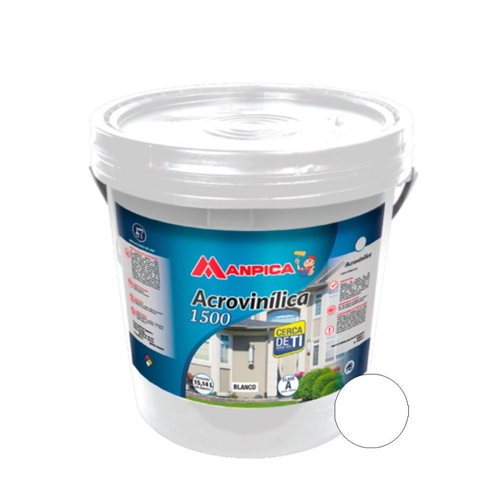 PINTURA DE CAUCHO ACROVINILICO CLASE A 1500 4 GL COLOR BLANCO REF. CCA-100-40 MARCA MANPICA