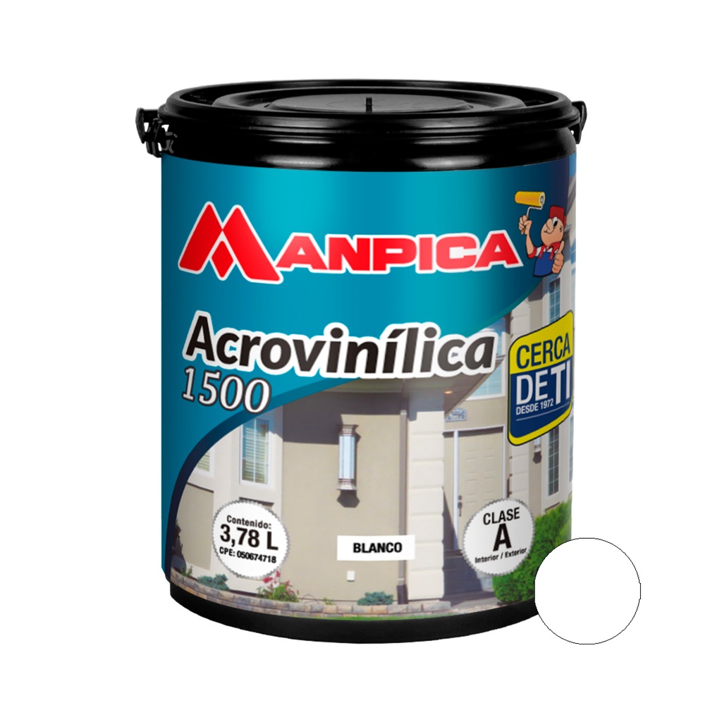 PINTURA DE CAUCHO ACROVINILICA CLASE A 1500 1 GL BLANCO AROMA VAINILLA REF. CCA-102-10 MARCA MANPICA