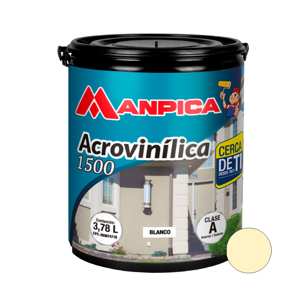PINTURA DE CAUCHO ACROVINILICA CLASE A 1500 1 GL COLOR MAGNOLIA REF. CCA-235-10 MARCA MANPICA