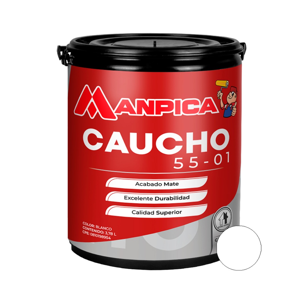 PINTURA DE CAUCHO 55-01 CLASE B 1 GL BLANCO REF. CCB-100-10 MARCA MANPICA