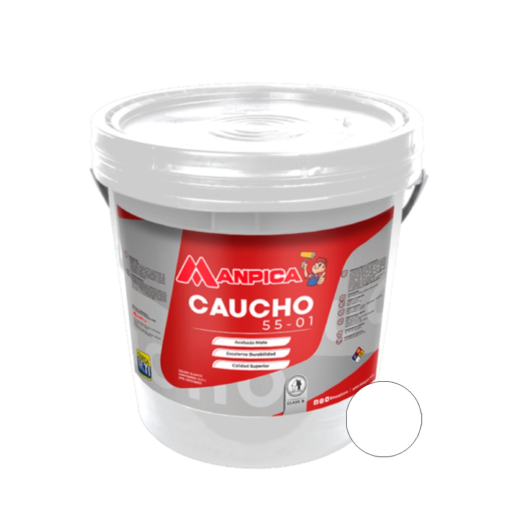 PINTURA DE CAUCHO 55-01 CLASE B COLOR BLANCO CUÑETE 4 GL REF. CCB-100-40 MARCA MANPICA