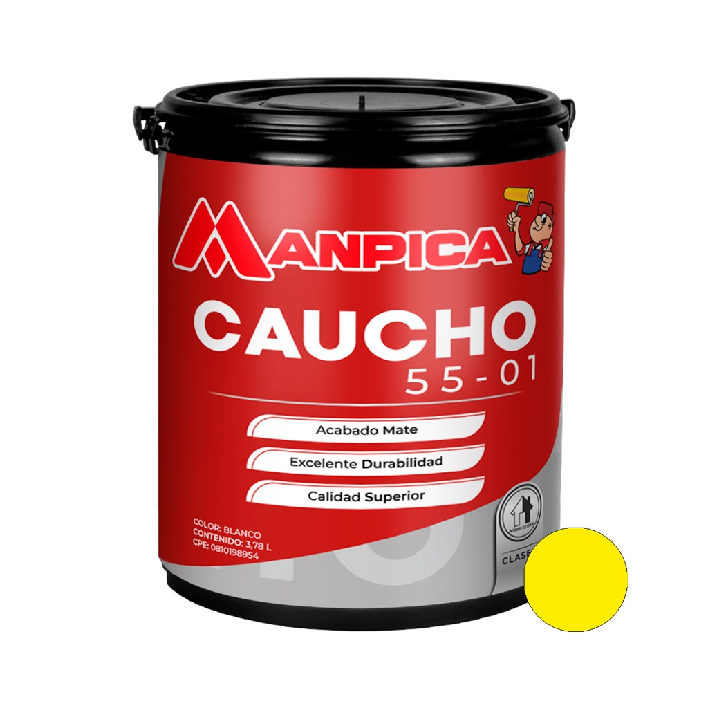 PINTURA DE CAUCHO 55-01 CLASE B 1 GL AMARILLO GIRASOL REF. CCB-201-10 MARCA MANPICA