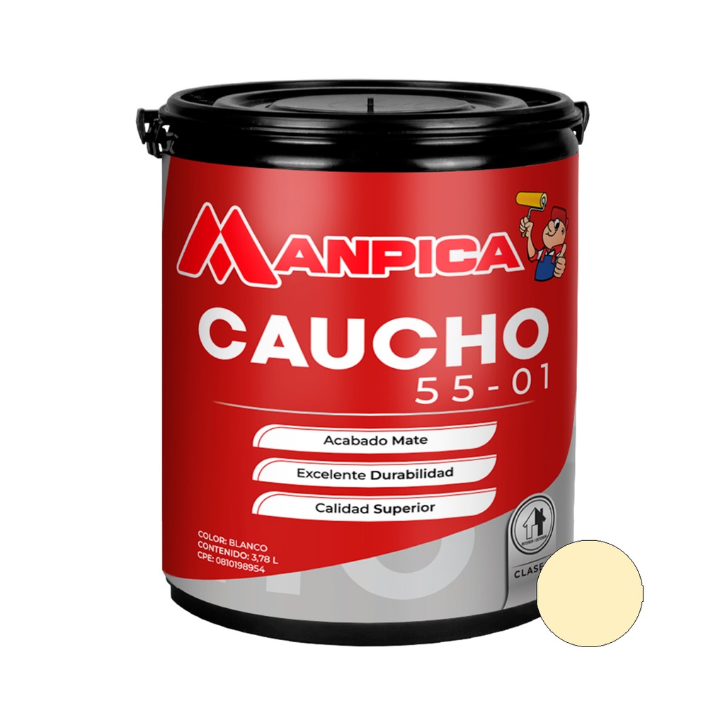 PINTURA DE CAUCHO 55-01 CLASE B 1 GL MARFIL SUAVE REF. CCB-210-10 MARCA MANPICA