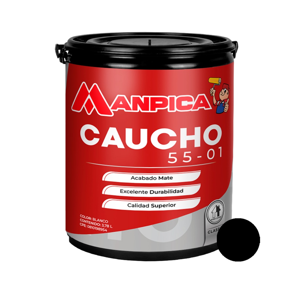 PINTURA DE CAUCHO 55-01 CLASE B 1 GL NEGRO REF. CCB-800-10 MARCA MANPICA