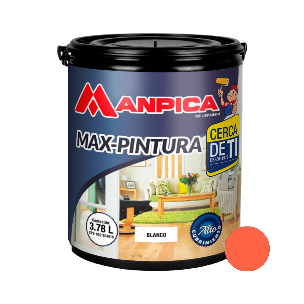 PINTURA DE CAUCHO MAX CLASE C 1 GL COLOR MANDARINA REF. CCC-322-10 MARCA MANPICA