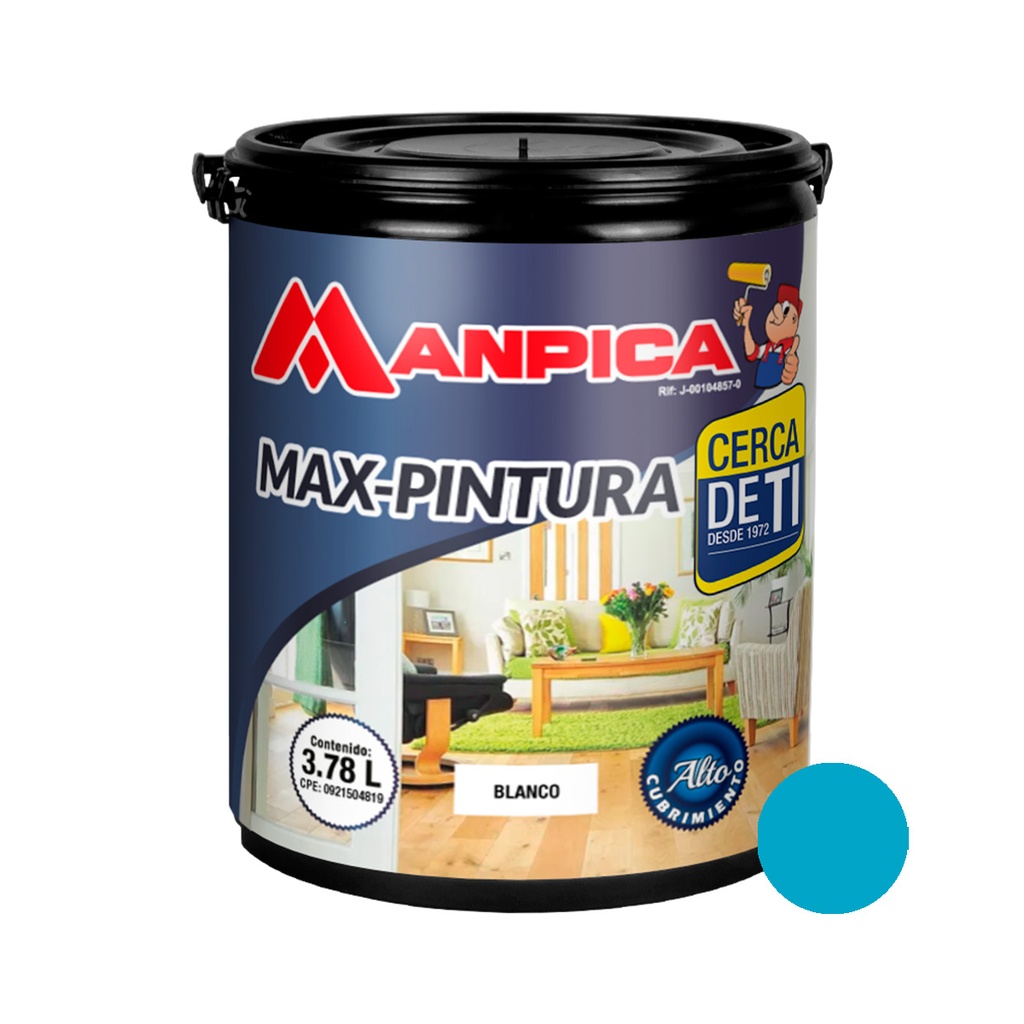 PINTURA DE CAUCHO MAX CLASE C 1 GL COLOR AZUL TURQUESA REF. CCC-516-10 MARCA MANPICA