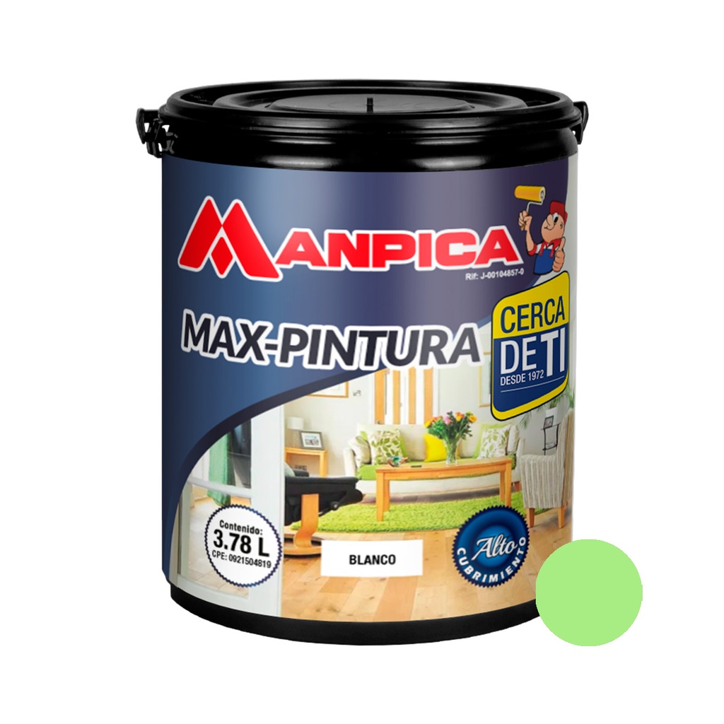 PINTURA DE CAUCHO MAX CLASE C 1 GL COLOR VERDE MANZANA REF. CCC-502-10 MARCA MANPICA