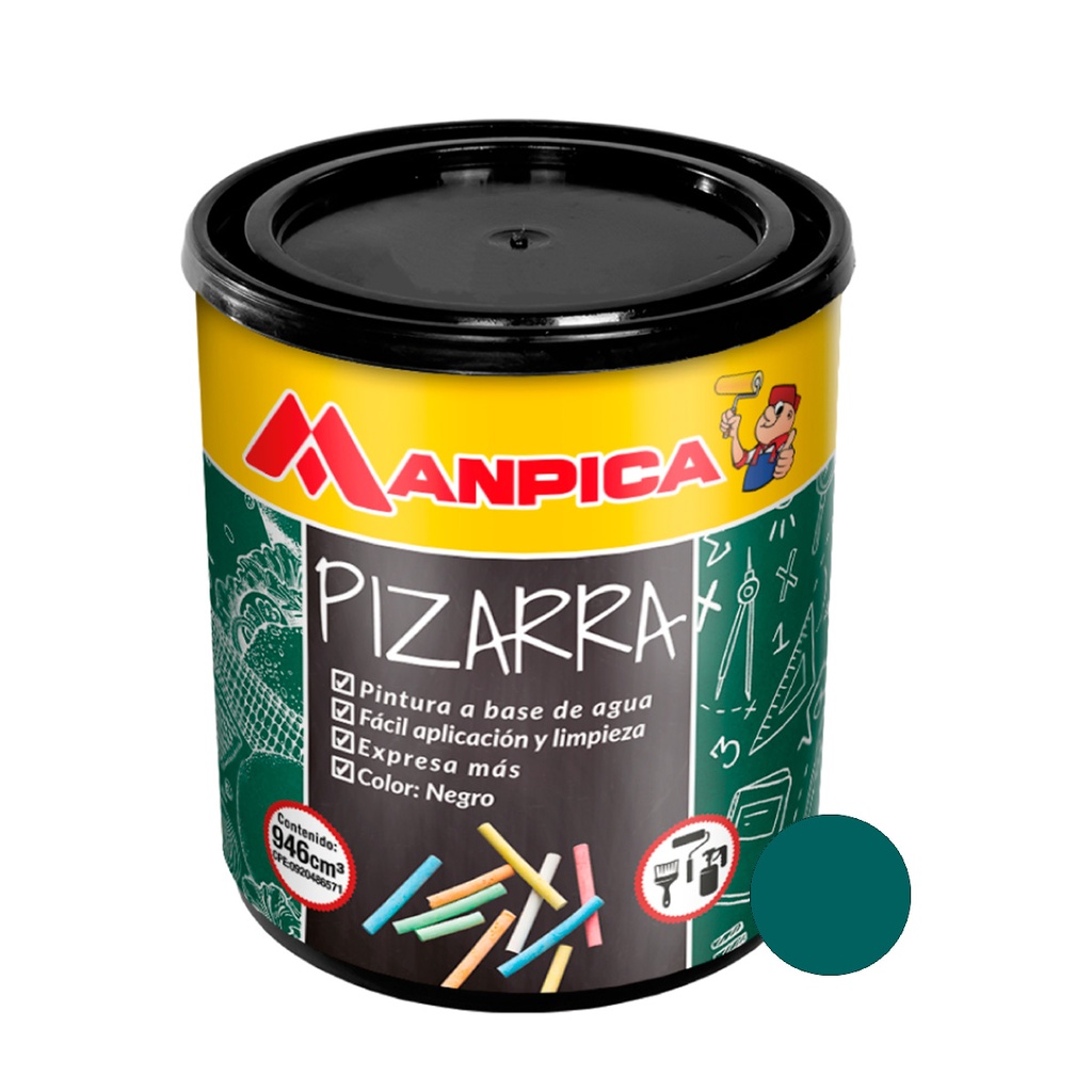 PINTURA PARA PIZARRA COLOR VERDE 1/4 GL REF. CPP-500-04 MARCA MANPICA