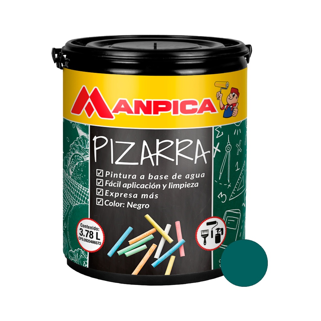 PINTURA PARA PIZARRA COLOR VERDE 01 GL REF. CPP-500-01 MARCA MANPICA