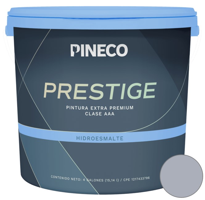 PINTURA HIDROESMALTE SATINADO PRESTIGE CLASE "A" COLOR GRIS ROMANO 1GL REF. HDR4903E1G MARCA PINECO