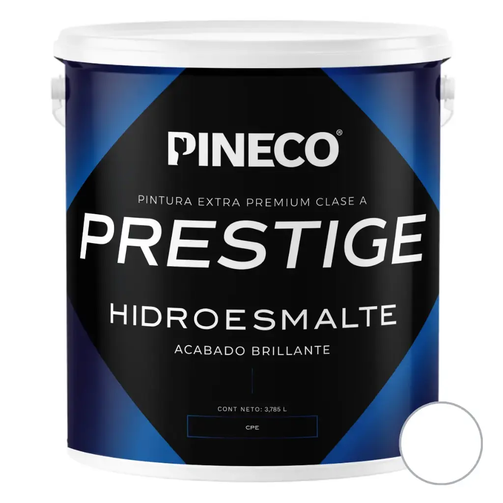 PINTURA HIDROESMALTE SATINADO PRESTIGE CLASE "A" COLOR BLANCO 1GL REF. HDR0301E1G MARCA PINECO