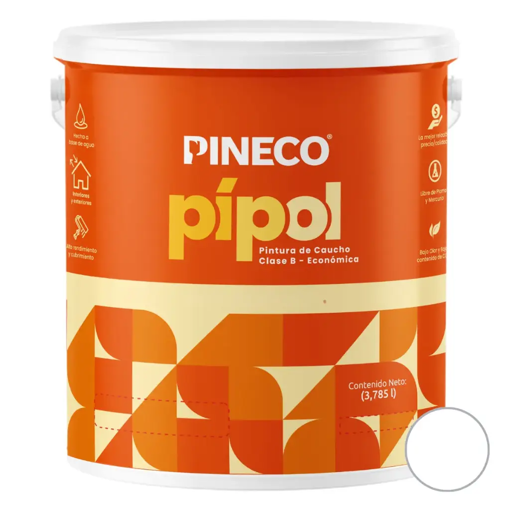 PINTURA DE CAUCHO PIPOL CLASE B 1 GL COLOR BLANCO REF. PIP0101B2G MARCA PINECO