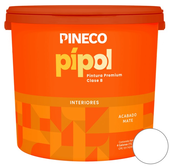 PINTURA DE CAUCHO PIPOL CLASE B 04 GL ( PAILA) COLOR BLANCO REF. PIP0101B2P MARCA PINECO