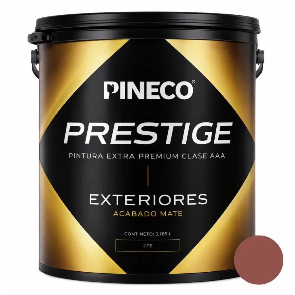 PINTURA DE CAUCHO MATE PRESTIGE EXT. CLASE A 01 GL COLOR ROSSO BACIO REF.PRS6701A3G MARCA PINECO