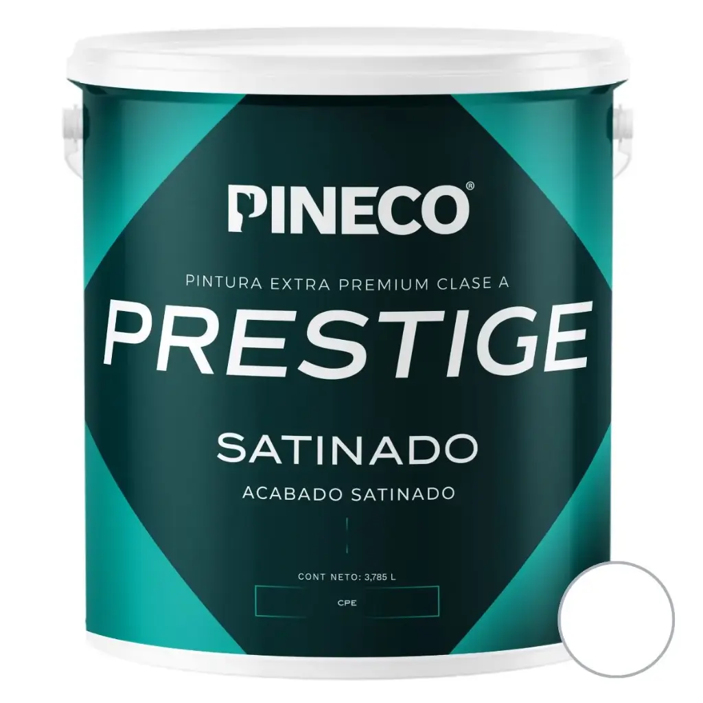 PINTURA DE CAUCHO SATINADO PRESTIGE CLASE "A" COLOR BLANCO ASSOLUT 1GL REF.PRS4602A2G MARCA PINECO