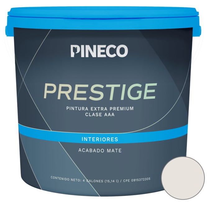 PINTURA DE CAUCHO MATE PRESTIGE INT. CLASE AAA 1 GL COLOR GRIS ALBA REF. PRS7401A1G MARCA PINECO