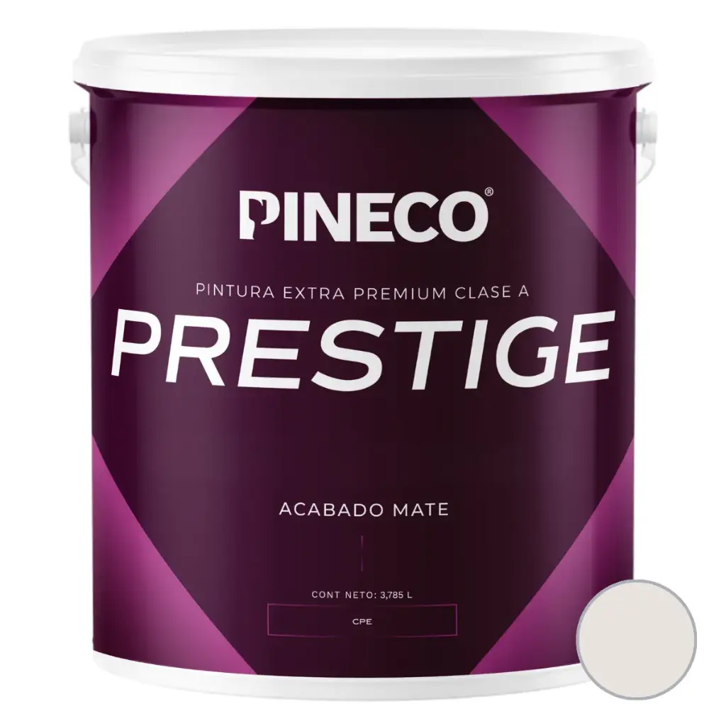 PINTURA DE CAUCHO MATE PRESTIGE INT. CLASE AAA 1 GL COLOR GRIS ALBA REF. PRS7401A1G MARCA PINECO