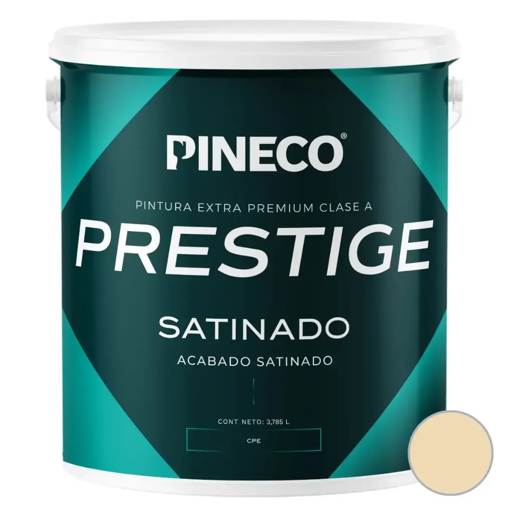 PINTURA DE CAUCHO SATINADO PRESTIGE CLASE "A " COLOR MARFIL CARRARA 1 GL REF.PRS7602A2G MARCA PINECO