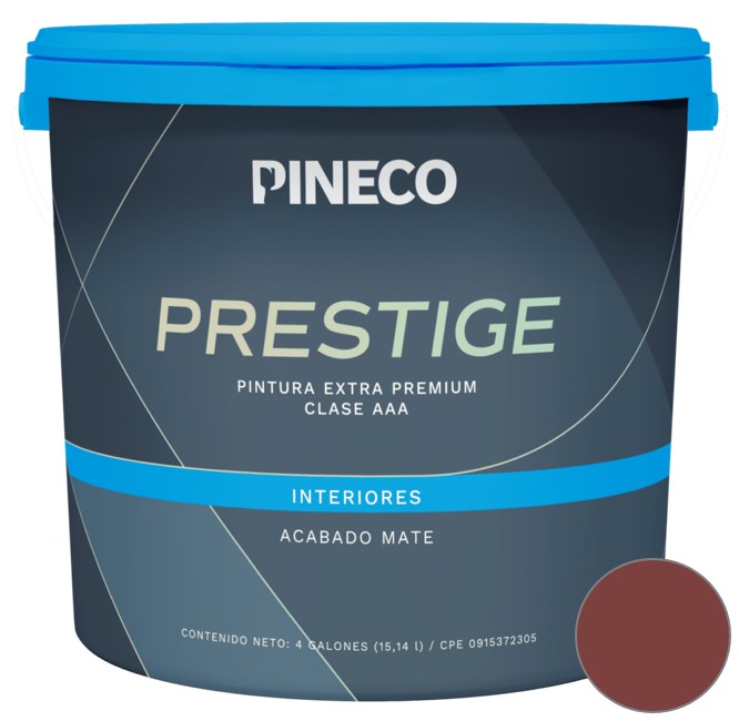 PINTURA DE CAUCHO MATE PRESTIGE INT. CLASE AAA 1 GL COLOR TERRACOTA REF. PRS7701A1G MARCA PINECO