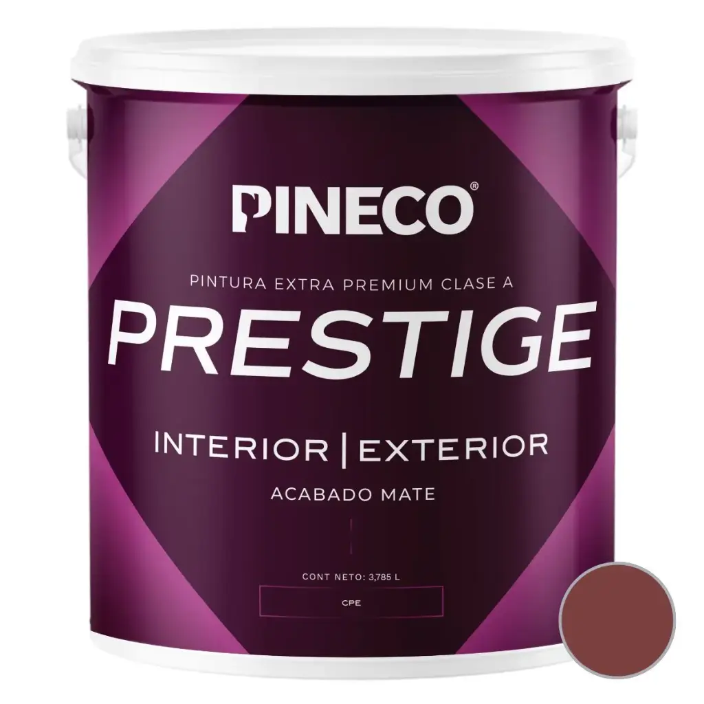 PINTURA DE CAUCHO MATE PRESTIGE INT. CLASE AAA 1 GL COLOR TERRACOTA REF. PRS7701A1G MARCA PINECO