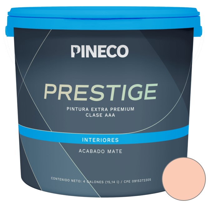 PINTURA DE CAUCHO MATE PRESTIGE INT. CLASE AAA 1 GL COLOR SALMONE TOSCANO REF.PRS7801A1G MARCA PINECO