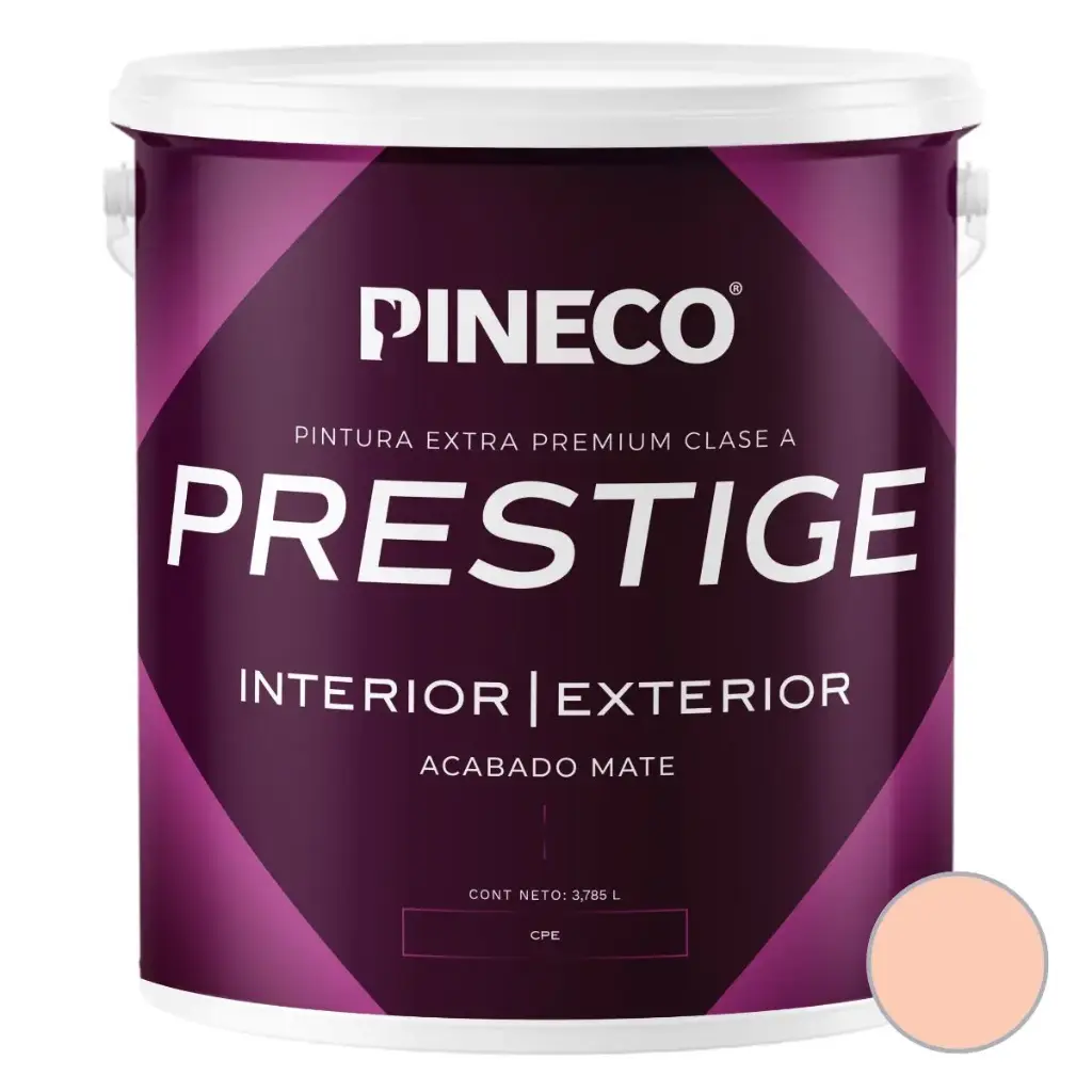PINTURA DE CAUCHO MATE PRESTIGE INT. CLASE AAA 1 GL COLOR SALMONE TOSCANO REF.PRS7801A1G MARCA PINECO