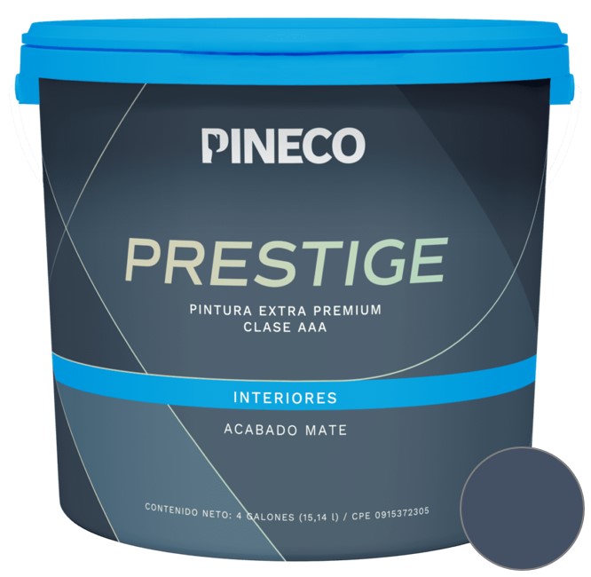 PINTURA DE CAUCHO MATE PRESTIGE INT. CLASE AAA 1 GL COLOR AZUL BUIO REF. PRS7901A1G MARCA PINECO