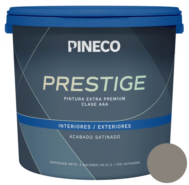 PINTURA DE CAUCHO SATINADO PRESTIGE CLASE "A" COLOR ARGILLA 1 GL REF. PRS810 MARCA PINECO
