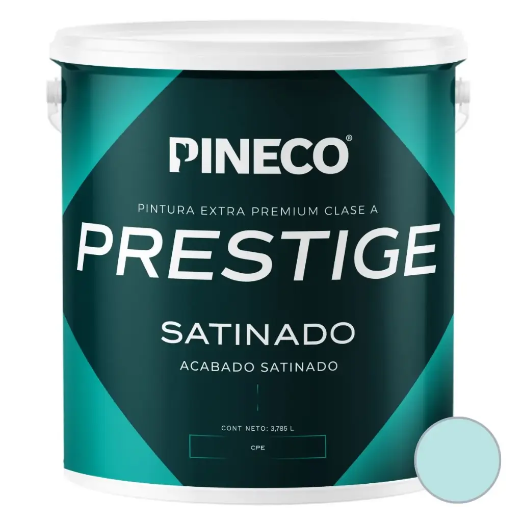 PINTURA DE CAUCHO SATINADO PRESTIGE CLASE "A" COLOR VERDE VENEZIA 1 GL REF. PRS810 MARCA PINECO