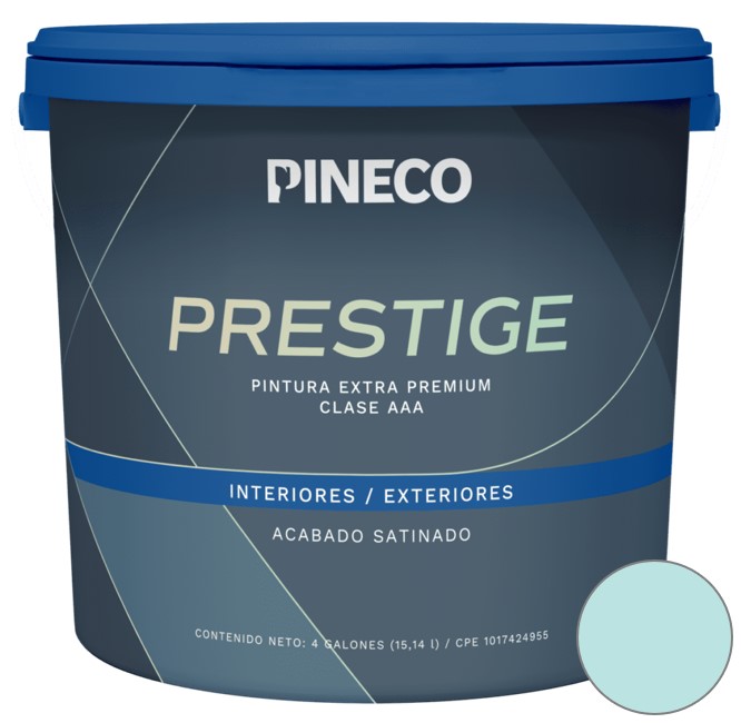 PINTURA DE CAUCHO SATINADO PRESTIGE CLASE "A" COLOR VERDE VENEZIA 1 GL REF. PRS810 MARCA PINECO