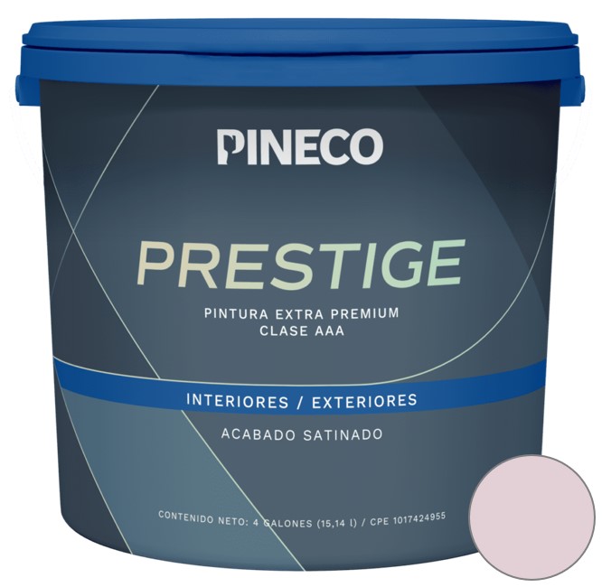 PINTURA DE CAUCHO SATINADO PRESTIGE CLASE "A" COLOR ROSADO SIENNA 1 GL REF. PRS8102A2G MARCA PINECO