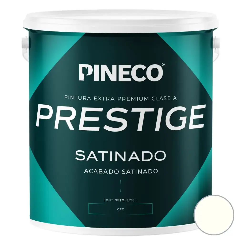 PINTURA DE CAUCHO SATINADO PRESTIGE CLASE "A" COLOR BIANCO LECCE / BLANCO HUESO 1 GL REF.PRS8302A2G MARCA PINECO