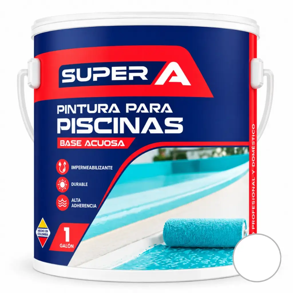 PINTURA CAUCHO BASE ACUOSA BLANCO 1 GL ( PINTURA PISCINA ) REF. 101006 / 000931 MARCA SUPER A
