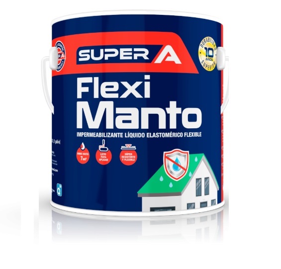 PINTURA ELASTOMERICA IMPERMEABI. FLEXI MANTO GALON (3,78 L) BLANCO REF. 01400101002006 MARCA SUPER A