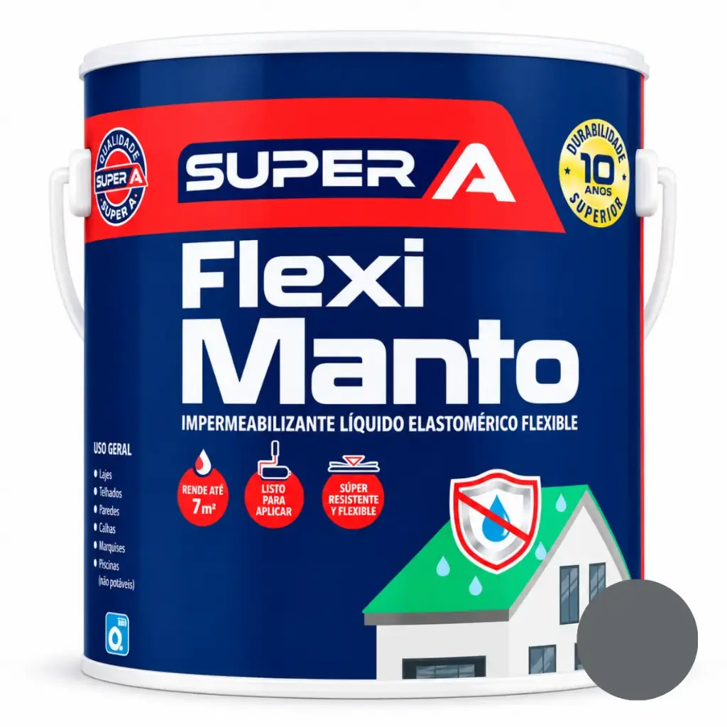 PINTURA ELASTOMERICA IMPERMEABI. FLEXI MANTO GALON (3,78 L) GRIS REF. 01400101002008 MARCA SUPER A