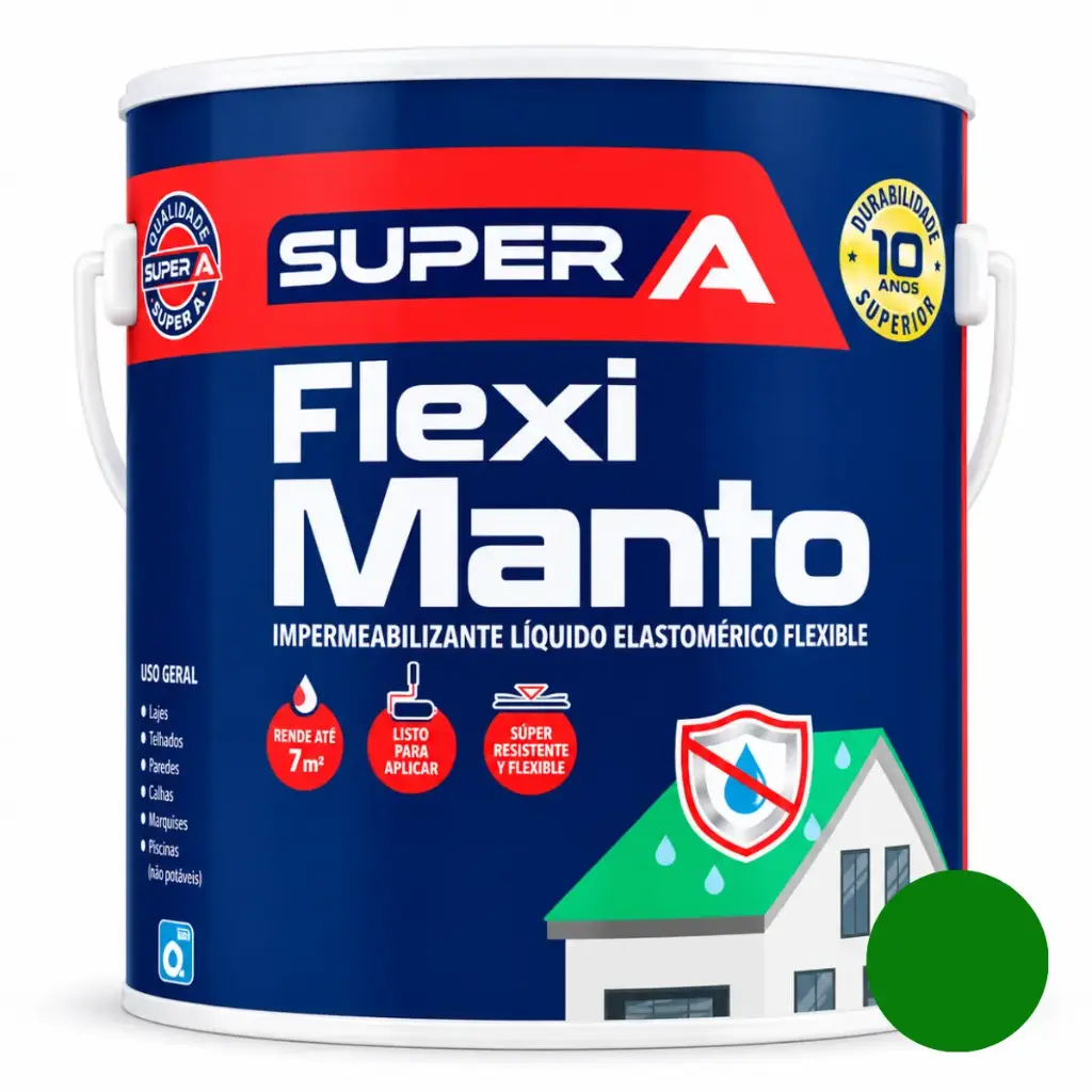 PINTURA ELASTOMERICA IMPERMEABI. FLEXI MANTO GALON (3,78 L) VERDE REF. 01400101002016 MARCA SUPER A