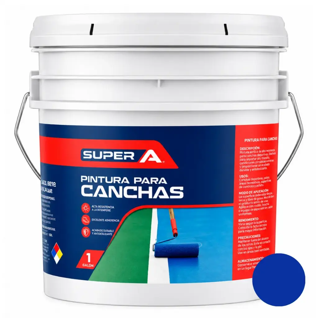 PINTURA PARA CANCHA COLOR AZUL 4 GL ( 15,14 L ) REF. COD. MARCA SUPER A
