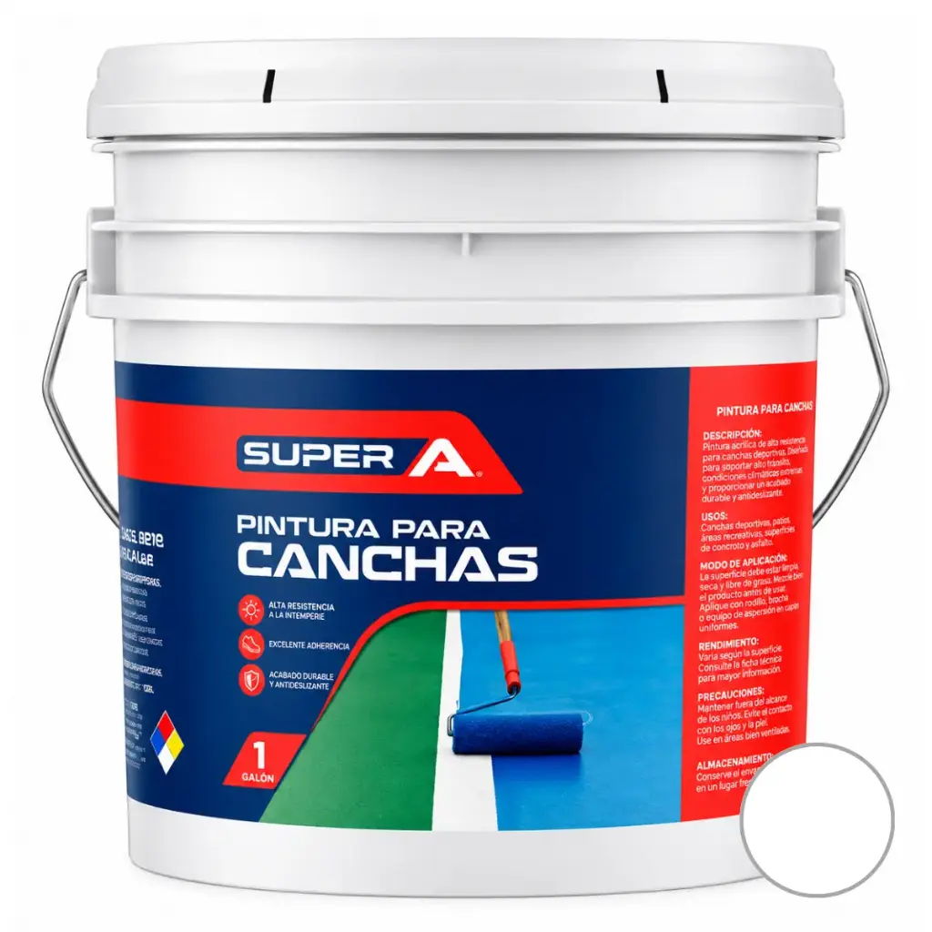 PINTURA PARA CANCHA COLOR BLANCO 4 GL ( 15,14 L ) REF. MARCA SUPER A