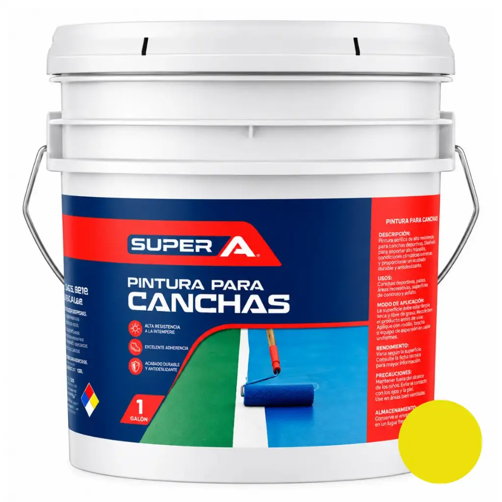 PINTURA PARA CANCHA COLOR AMARILLO 4 GL ( 15,14 L ) REF. MARCA SUPER A
