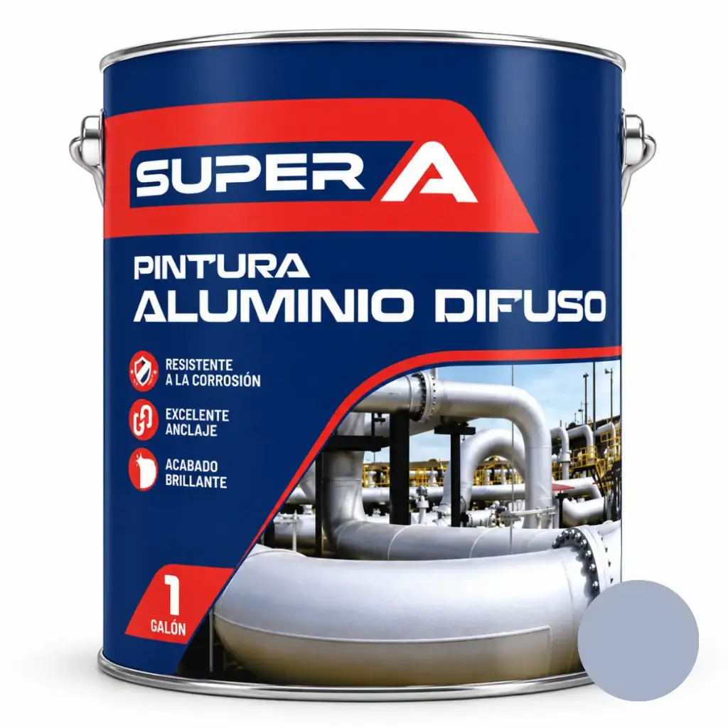 PINTURA ESMALTE COLOR ALUMINIO DIFUSO 1 GL ALTA TEMP 120° (3,78 L) REF. 00400100701002 MARCA SUPER A