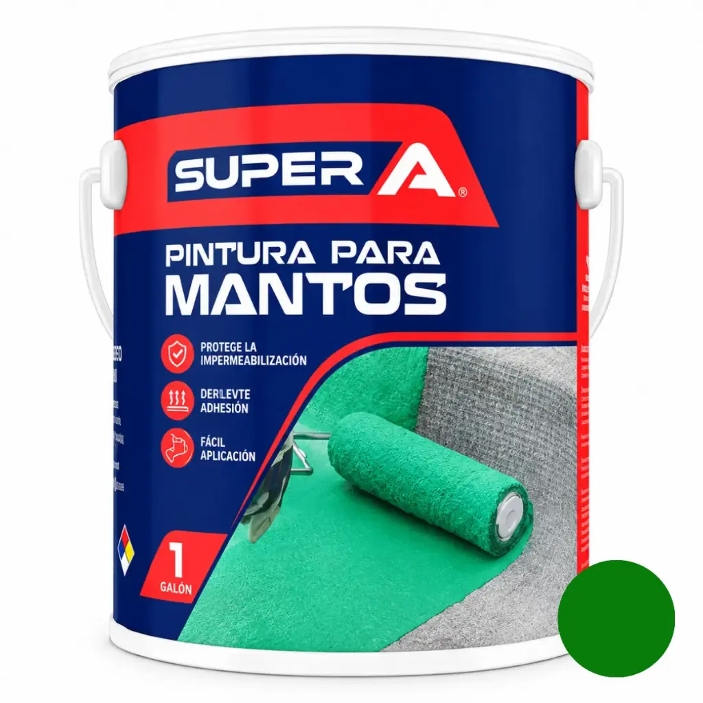 PINTURA PARA MANTO GALON ( 3,78 L ) COLOR VERDE REF. 00300100101016 MARCA SUPER A