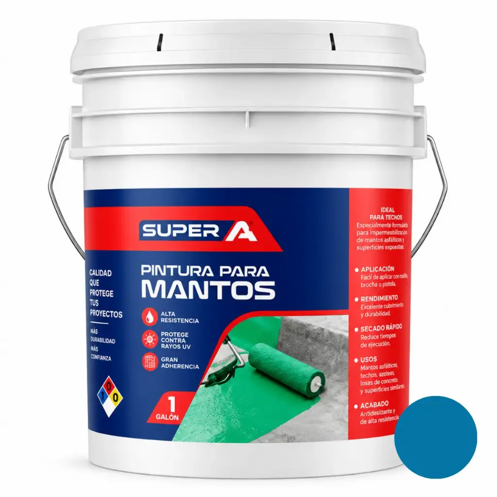 PINTURA PARA MANTO CUÑETE ( 15,14 L ) COLOR AZUL REF. 00300100102004 MARCA SUPER A