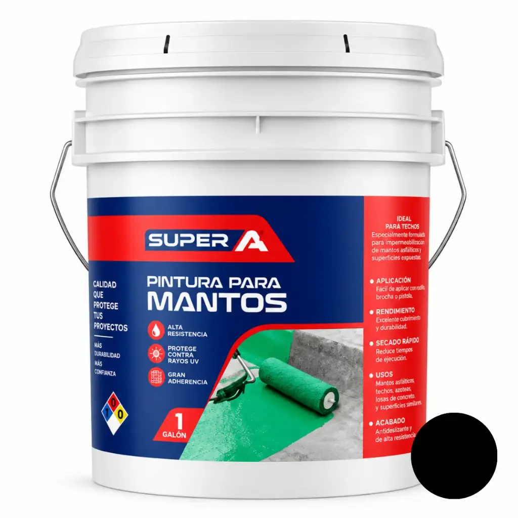 PINTURA PARA MANTO CUÑETE ( 15,14 L ) COLOR NEGRO REF. 00300100102013 MARCA SUPER A