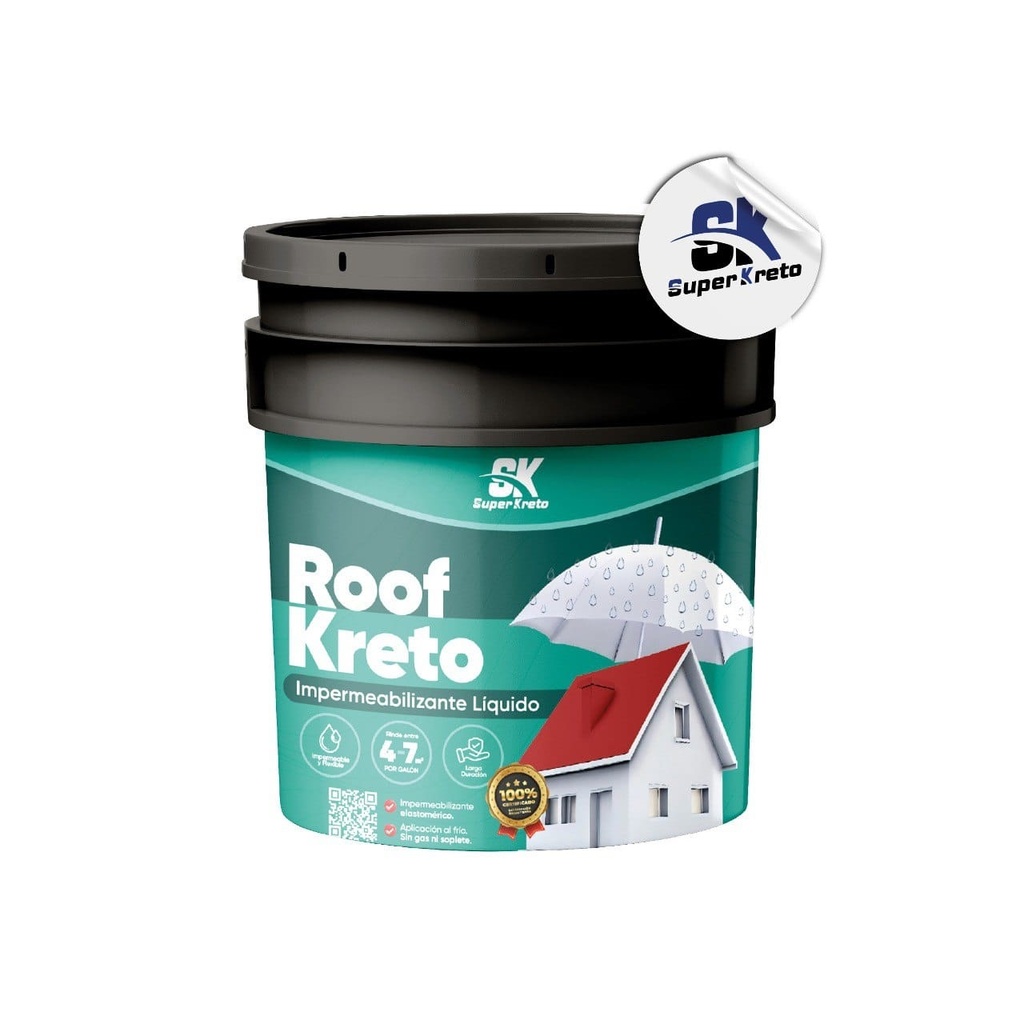 PINTURA ROOF KRETO IMPERMEABILIZANTE ELASTOMERICO 1 GLN GRIS MARCA SUPER KRETO